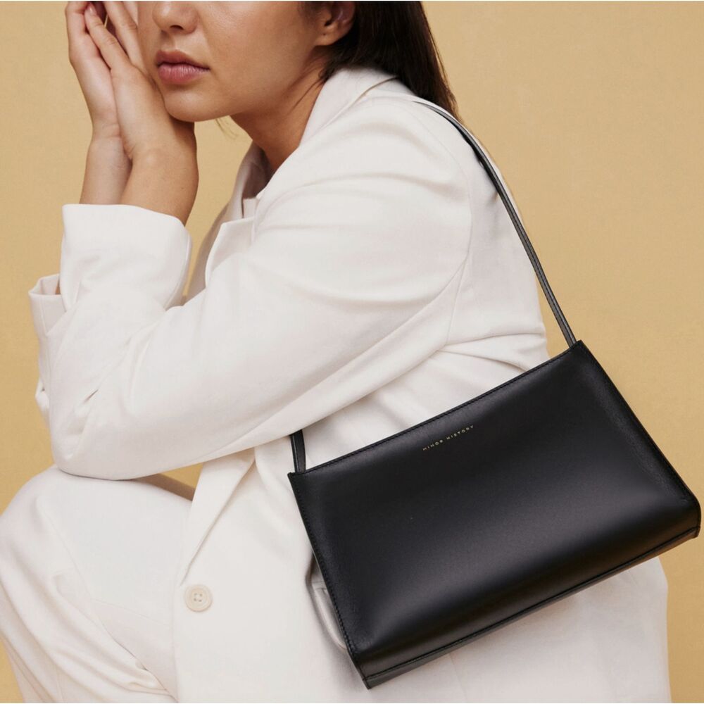 NWT Minor History The Line Shoulder Bag Black Leather Small Timeless Purse